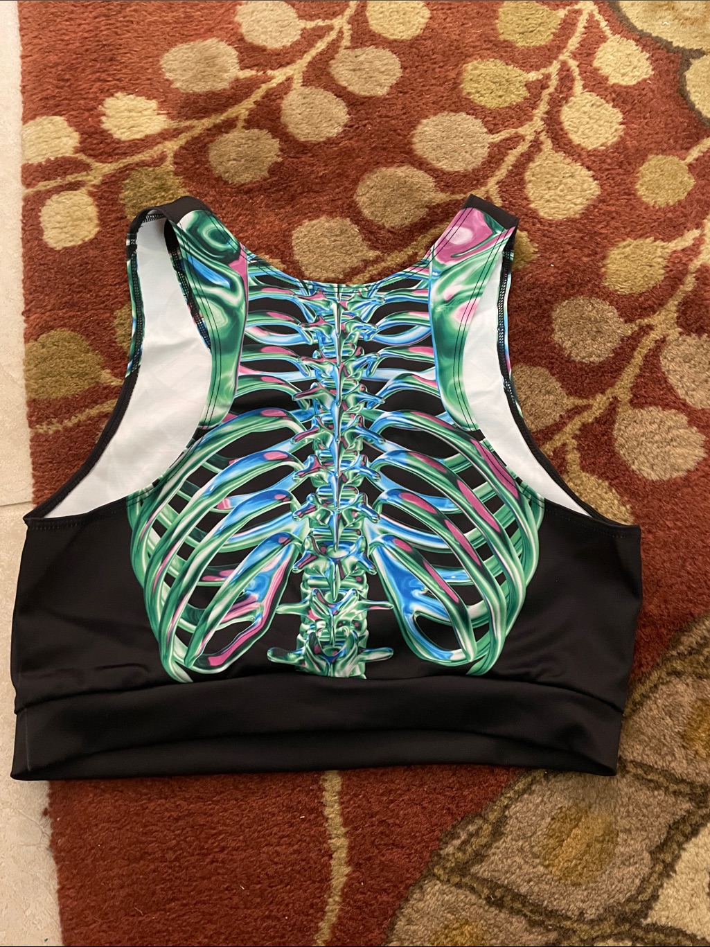 Devil Walking Women’s Sz Small Neon Green Ribcage Print — image 5 of 8